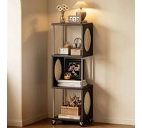 Générique BibliothèQue d'angle éTroit avec roulettes, Armoire De Rangement Cube en Rotin, PréSentoir Roulant Mince for Chambre à Coucher Et Salon
