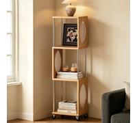 Générique BibliothèQue d'angle éTroit avec roulettes, Armoire De Rangement Cube en Rotin, PréSentoir Roulant Mince for Chambre à Coucher Et Salon