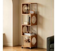 Générique BibliothèQue d'angle éTroit avec roulettes, Armoire De Rangement Cube en Rotin, PréSentoir Roulant Mince for Chambre à Coucher Et Salon