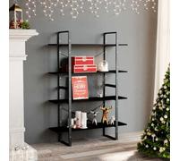 Générique Bibliothèque étroite 100 cm en Bois de pin Massif Noir, étagère Industrielle 4 Niveaux pour Rangement Livres et Magazines, Meuble de Rangement Polyvalent pouvant être divisé en 2