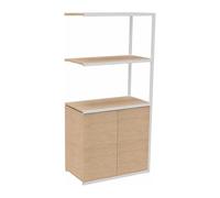 Générique Bibliothèque L 80 x P 41,5 x H 162 cm Module Suivant Structure métal Blanc 2 Portes (Chêne Clair)