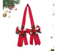 Générique Big Christmas Bows | 140cm Giant Cloth with Red Berry Ornaments | Holiday Bows Christmas Decorations , for Living Room Kitchen Entryway Front Door Cabinet Fireplace Party New Year