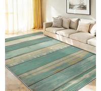 Générique Bleu-Vert Tapis 50 x 80 cm, Vintage Usé Rustique Veinage du Bois Tapis de Jeu Doux et Antidérapant pour Chambre Bébé & Ados, Lavable en Machine, Idéal pour Coin Lecture & Crèche