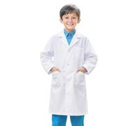Générique Blouse Blanche Enfant, Blouse Chimie Coton Enfant Blouses Laboratoire Lycee pour Fille Garçon Manche Longue Blouses Medicale avec 3 Poche pour étudiant Lycée Science Hospital Cosplay
