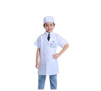 Générique Blouse Blanche Scientifique Enfant Mixte Manche Longue Multi Poches Blouse Médecin Déguisement Science Scolaire avec Accessoires pour Cosplay et Activités Scolaires