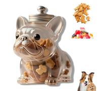 Générique Bocal à bonbons French Bulldog, adorable récipient en verre en forme de chien, bocal en verre avec couvercle pour friandises pour chiens, cadeau pour les amoureux des animaux (A)