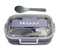Générique Boîte à déjeuner avec trois compartiments en acier inoxydable avec isolation thermique et ensemble d'ustensiles inclus Boîte à repas portable pour 22 * 16.5cm Adéquat pour déjeuner