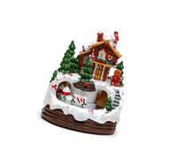 Générique Boîte à Musique de Cabine de Noël éclairée avec Train Boîte à Musique en résine avec lumière LED pour Hommes Femmes Enfant Anniversaire de Noël Village en résine