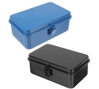 Générique Boîte à Outils Rangement Verrouillable en Fer Renforcé, Lot de 2 | Format Portable, Organisation Pratique, Stockage Facile pour Accessoires et Petits Objets