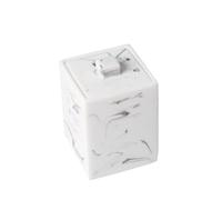 Générique Boîte de Rangement en Résine Effet Marbre Blanc pour Coton-tiges et Cure-dents avec Couvercle, Organisateur Moderne pour Cosmétiques et Salle de Bain