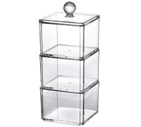 Générique Boîte de Rangement et Empilable ou Salle de Bain pour Coiffeuse en Acrylique avec Couvercle Design Élégant pour Cotons Démaquillants et Œufs de Maquillage