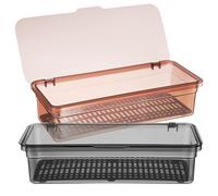 Générique Boîte de Rangement pour Couverts en Plastique avec Couvercle Transparent et Système de Drainage, Organiseurs à Ustensiles Réutilisables pour Tiroirs et Armoires, Lot de 2 Pièces