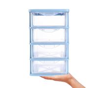 Générique Boîte de Rangement Transparente Tiroirs en Pp Bleu, Design Pratique et Anti-chute, pour Cosmétiques et Bureau sur Bureau