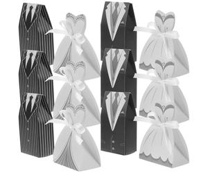 Générique Boîtes à Dragées Légères et Élégantes 100 Pièces pour Mariage en Papier Ruban en Soie pour Banquets et Fêtes