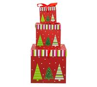 Générique Boîtes Gigognes de Noël - Set de 3 Boîtes Cadeaux Santas Renne Sapin de Noël - Emballage Emboîtable avec Couvercles pour Anniversaire Fêtes Nouvel An,Décoration Festive
