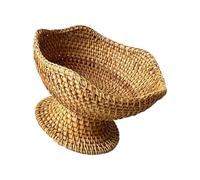 Générique Bol à fruits en rotin de couleur beige naturel, Fruit plate S | Texture bronzée naturelle tissée à la main, accès panier ouvert, organisation flexible pour un salon, un buffet