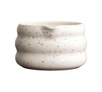 Générique Bol à Matcha Traditionnel En Céramique Japonaise, Récipient Portable Fait Main, Surface Lisse avec Bec Verseur, Idéal pour Offrir, Blanc
