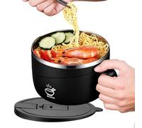 Générique Bol À Nouilles | avec Trou d'Égouttage, Grand Plat Anti-Brûlure,Avec Couvercle Et Poignée Bol À Salade À Doublure En Acier Inoxydable | Pour Cuisine Petit-Déjeuner Soupe De Nouilles