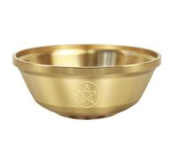 Générique Bol rituel - Pentagramme Pentacle Triple Lune Plat Décoration d'intérieur, 3 pièces en laiton et cuivre pour de méditation, ensemble de bols de service pour cérémonie de studio de yoga