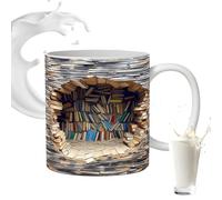 Générique Book Cups,Motif 2D 350ml Bibliothèque Trou Dans - Tasse Céramique Cadeau Anniversaire Noël Pour Lecteurs Hommes Femmes Maison