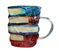 Générique Book Mug - Glass Books Stack Coffee Cup Collection | Painted Glass Library Books Coffee Mug | Cute Bookish Items Brews Holder with 3d Stacked Book Design, Teachers,Friends, Family