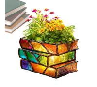Générique Book Vase, Stacked Colorful Funny Planter Pots, 5.91x5.91 inches Compact Design, Sturdy Novelty Gardening Decor for Book Lovers, Home, Offices and Plant Enthusiasts