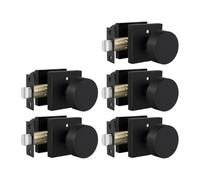 Générique Boutons De Porte Boule Carrés Robustes, Noir Mat, Paquet De 5 | Convient for Chambre, Salle Bain, Powder Room, Bureau Domicile, Verrou Privé Sans Clé, Outil D'Urgence