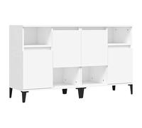 Générique Buffet 2 Portes Blanc 60x35x70 cm Bois d'Ingénierie | 4 Compartiments de Rangement, Portes Réversibles, Dessus d'Exposition, Fixation Murale Incluse