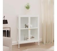 Générique Buffet Blanc 75x35x105 cm Acier et Verre,Meubles,Armoires & Meubles de Rangement,Buffets & bahuts,Blanc,29.26 KG,336071