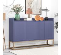 Générique Buffet, Buffet avec Pieds en métal doré, Meuble de Rangement de Style Moderne, Armoire, 4 Portes - 120 x 30 x 80 cm, pour Cuisine, Salle à Manger, Salon (Bleu)