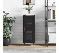 Générique Buffet Classique Noir 34,5x34x90 cm en Bois d'Ingénierie, Armoire de Rangement avec Porte en Verre pour Salon