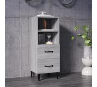 Générique Buffet Classique Sonoma Gris 34,5x34x90 cm en Bois d'ingénierie, Armoire latérale avec 2 tiroirs et 2 Compartiments, Grand Espace de Rangement pour Organiser Vos Essentiels,