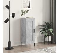 Générique Buffet Gris béton 34,5x34x90 cm Bois d'ingénierie, Meuble de Rangement avec 3 Compartiments et Porte, Idéal pour Salon ou entrée, Pieds en métal