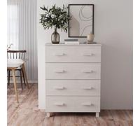 Générique Buffet HAMAR Blanc 79x40x103,5 cm en Bois Massif de Pin, Meuble de Rangement avec 4 Tiroirs Coulissants, Idéal pour Salon