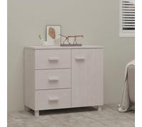 Générique Buffet HAMAR Blanc 90x40x80 cm en pin Massif, Armoire à tiroirs avec 1 Porte et 3 tiroirs coulissants, Rangement spacieux pour Essentiels Quotidiens, Dessus de Table Robuste