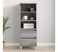 Générique Buffet Haut Gris Sonoma 40x36x110 cm en Bois d'ingénierie, Meuble de Rangement avec 3 étagères Ouvertes et 2 tiroirs, Armoire décorative avec Dessus Robuste pour Salon