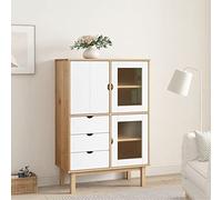 Générique Buffet Haut OTTA Marron et Blanc 85x43x125 cm Bois Massif pin,Meubles,Armoires & Meubles de Rangement,Buffets & bahuts,Blanc,38.95 KG,351308