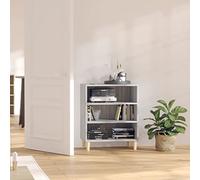 Générique Buffet Sonoma Gris 57x35x70 cm en aggloméré avec 3 étagères, Armoire latérale de Rangement pour Salon, Pieds en Bois, Dessus Robuste pour décoration