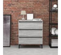 Générique Buffet Sonoma Gris 60x35x69 cm avec 3 tiroirs, Armoire latérale en Bois d'ingénierie, Meuble de Rangement Robuste pour Salon