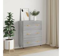 Générique Buffet Sonoma Gris 69,5x34x90 cm en Bois d'Ingénierie, Armoire de Rangement avec 3 Tiroirs et Pieds en Métal pour Salon