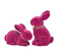 Générique Bunny Figurine - 2 Pieces Flocked Animal Desk Ornament | Resin Bunny Sculpture - for Easter Home Tabletop Shelf Spring Display Party Centerpiece Tiered Tray
