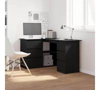 Générique Bureau d'angle Contemporain en Bois d'ingénierie chêne Noir 145 x 100 x 76 cm avec étagères, Design Minimaliste pour étude ou Bureau à Domicile, Surface spacieuse pour écrire