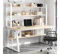 Générique Bureau d'ordinateur Industriel Moderne avec étagère et bibliothèque intégrées, Poste de Travail spacieux pour Bureau à Domicile, Structure métallique Robuste, Montage Facile, idéal pour Les
