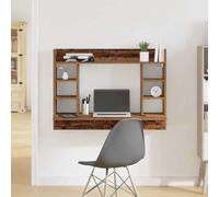 Générique Bureau Mural Bois d'Ingénierie 105 x 48 x 75 cm, Finition Mate, Étagères Intégrées, Design Modulable pour Petit Espace, Montage Mural Gain de Place