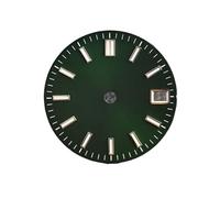 Générique Cadran de Montre à Clous argentés stériles, 28.5mm, Noir et Rouge, Visages adaptés au Mouvement NH35A NH35 avec fenêtre Date
