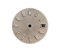 Générique Cadran de Montre à Clous argentés stériles, 28.5mm, Noir et Rouge, Visages adaptés au Mouvement NH35A NH35 avec fenêtre Date