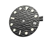 Générique Cadran De Montre À Motif Ondulé Mer, 28.5mm, Surface Verte Lumineuse Avec Cadrans Date, Accessoires Remplacement For Les Mouvements NH35/36/4R/7S