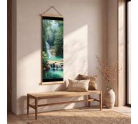 Générique Cadre Decoration Murale Paysage Naturel Cascade Grande Impression Sur Toile Tropical Forêt Image Sur Toile Rural Rivière Salon Chambre Poster Mural Prêt Accrocher 50x150 cm
