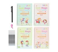 Générique Cahier d'Écriture,4 Pièces Livre à Rainures d'Alphabet,Cahier d'Écriture Réutilisable - pour Maison École Apprentissage Précoce Maternelle Voyage Préscolaire Classe