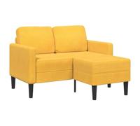 Générique Canapé 2 Places en L avec méridienne Jaune Clair 125 cm en Lin, canapé d'angle Confortable pour Petit Salon